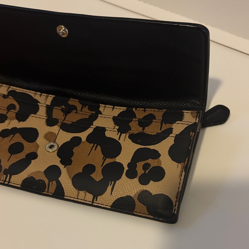 Coach Leopard-Print Continental Wallet in Tan and Black - Picture 9 of 11